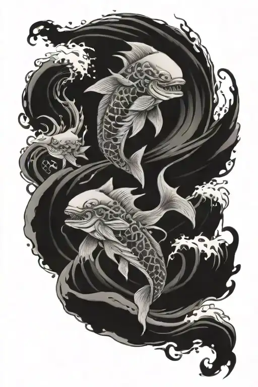 Ocean Creatures In Water Waves