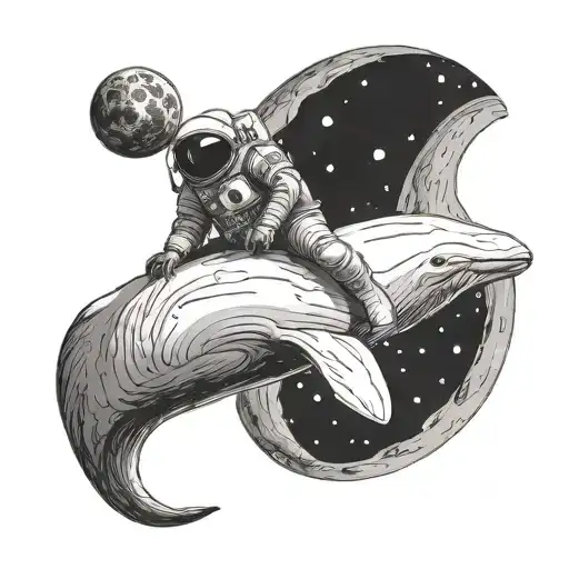 An Astronaut Riding A Beluga In The Universe Approching The Eyes Of Universe