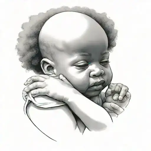 Black Baby With Afro Praying