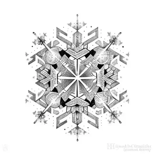 A Unique Tattoo Design Of The Gemini Constellation With Snowflakes