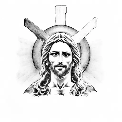 Jesus Holding Cross With Quote Below