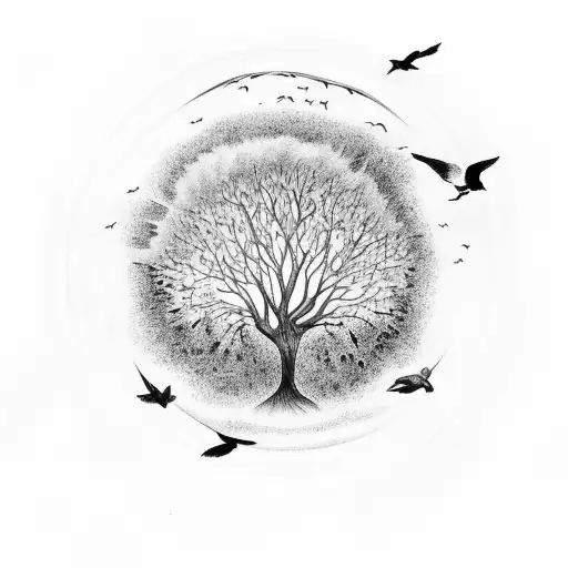 Tree Of Life With Birds