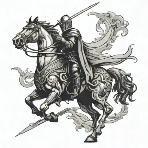 Knight Holding Sword On A Horse