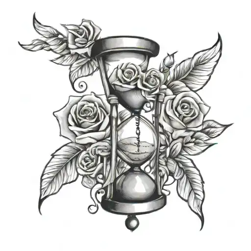 Roses And Hourglass Time Flies