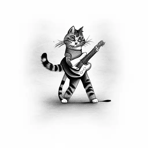 A Cat Playing A Guitar While Riding A Motorcycle