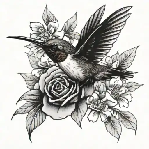 Hummingbird And Rosery Wrapped Around The Hand