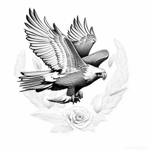 Flying Eagle With Flowers