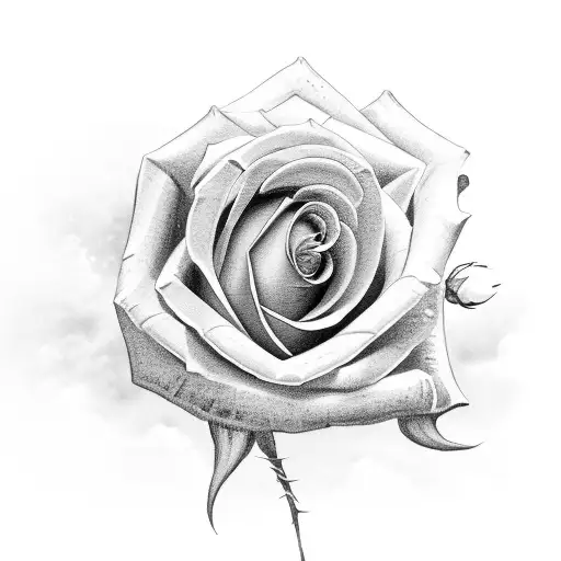 A Rose And A Cross On A Dark Background