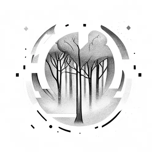 A Mystical Forest With Hidden Runes Glowing Among The Trees