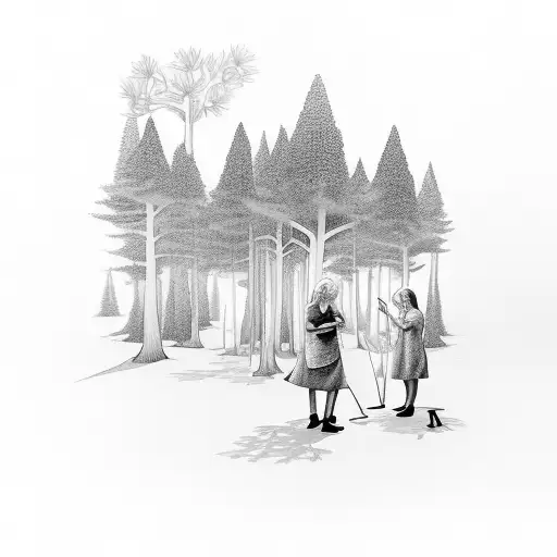 A Daughter Cooking With Her Mother In A Forest Setting