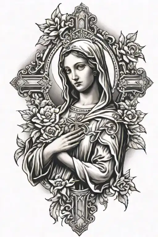 Virigin Mary With Cross