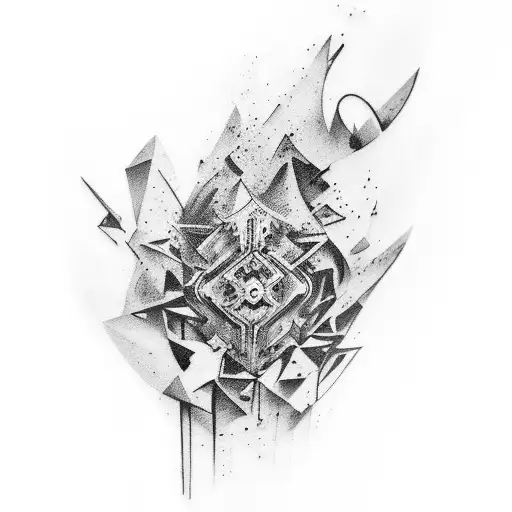 An Abstract Paint Shoulder Tattoo Not Too Low On Arm