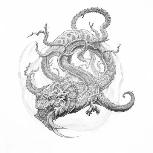 Yggdrasil With Jormungandr Chasing Nydhogg