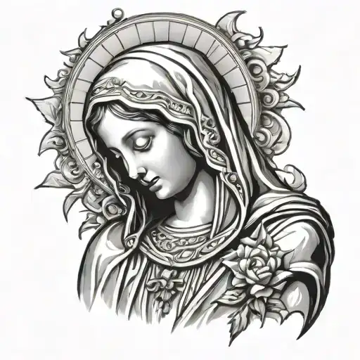 Virgin Mary Graffitied On A Wall