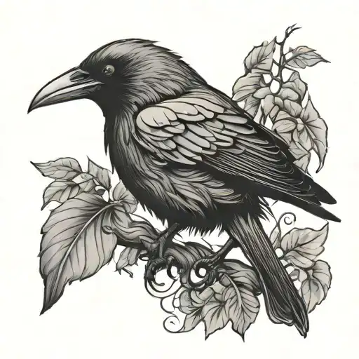 Halloween Crow Tattoo Design