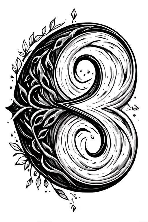 Semi Colon With Unalome Symbol Incorporated Within