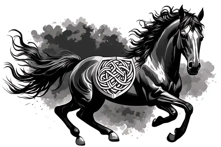 Galloping Mustang Horse Galloping Dara Shield Knot