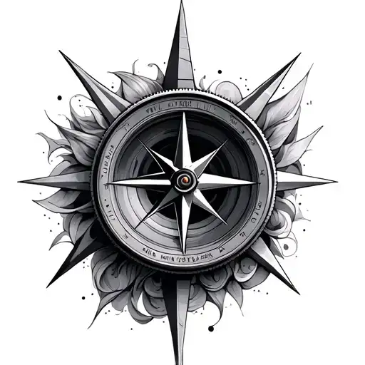 Camera Lens And Compass Rose Intertwined