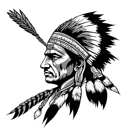 Indian In The Foreground With