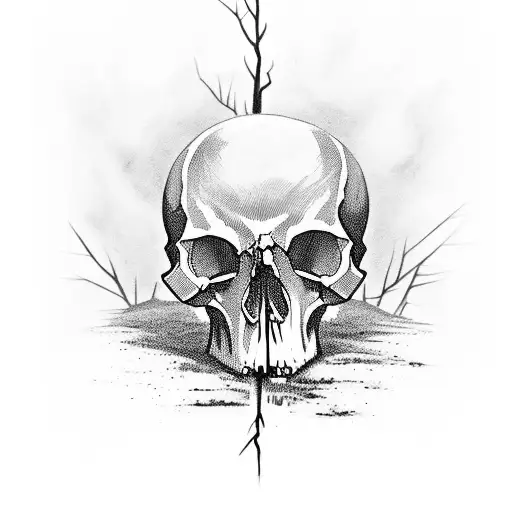 Dead Forest With Dark Skull In The Background