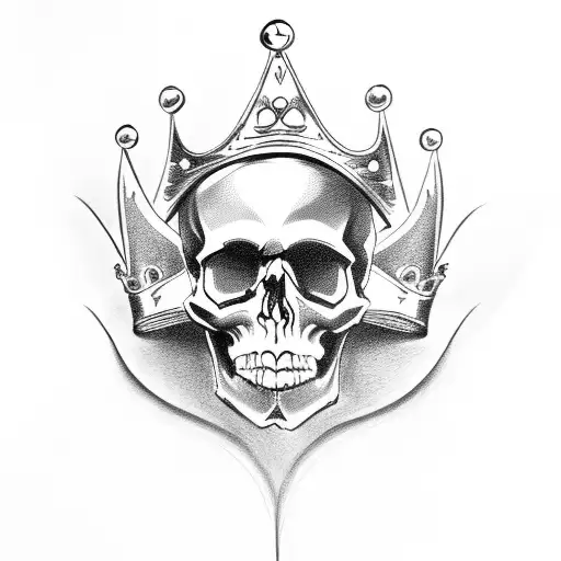 Skull With A Crown Looking At A Beautiful Woman