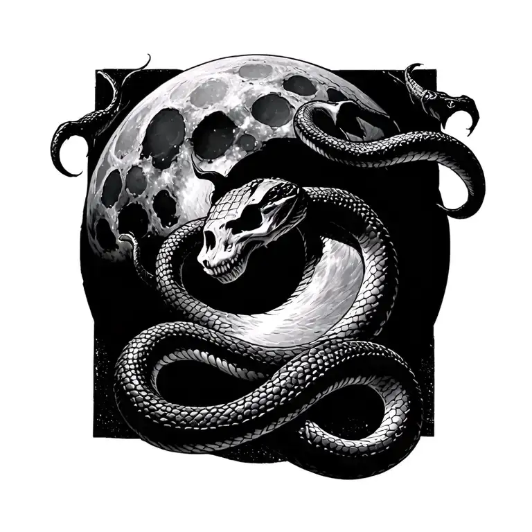 A Death Eater-style Snake Wraps Around The Full Moon
