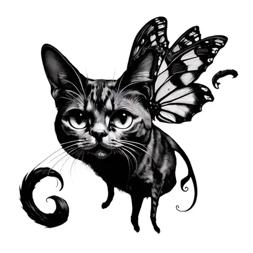 Three Eye Spinx Cat With Death Moth