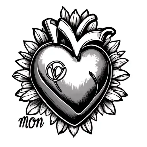 Classic Heart Mom Tattoo With A Vw Beetle For The 'O'