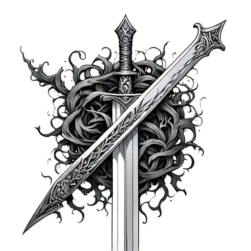 Vines Wrapped Around A Mythical Great Sword