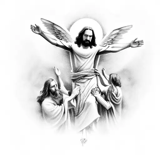 Jesus Carried By Angels
