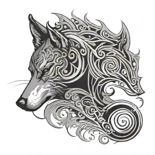 An Abstract Design Of A Wolf's Silhouette Morphing Into A Treble Clef Symbol