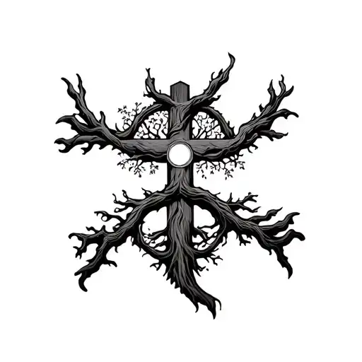 Baptist Cross With Tree Of Life In The Center