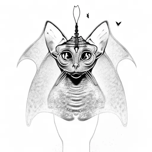 Sphinx Cat With Flowers And Insects