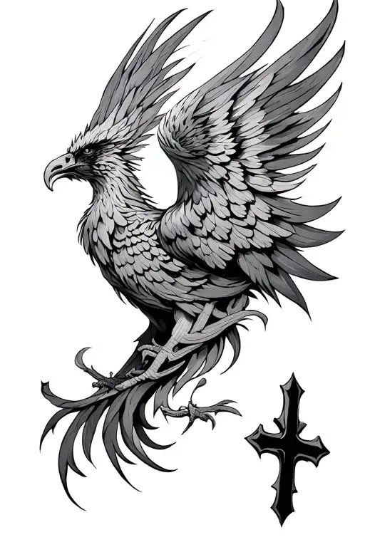 Phoenix Behind Cross