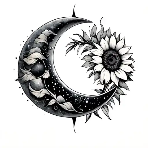 Crescent Moon Overlapped With A Half Moon Overlapped With A Sun Overlapped With A Sunflower