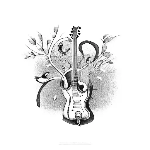Guitar With Bird On Arm