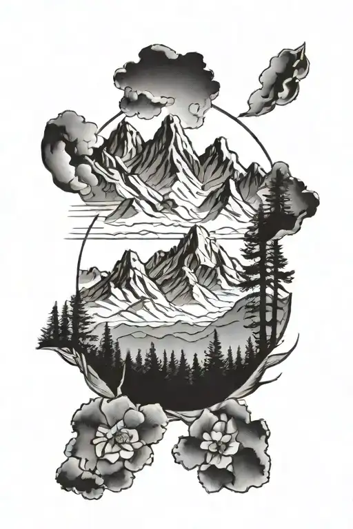 Outdoor Wilderness Scene With Mountains Across