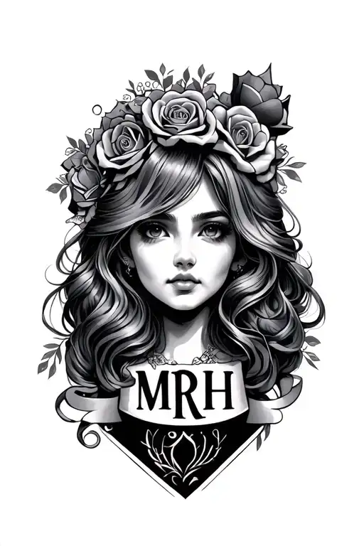 Good Girl Tatto Between Thumb And Index Finger With The Initials Mrh