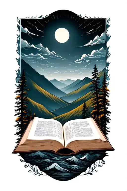 Open Book Below Hillside