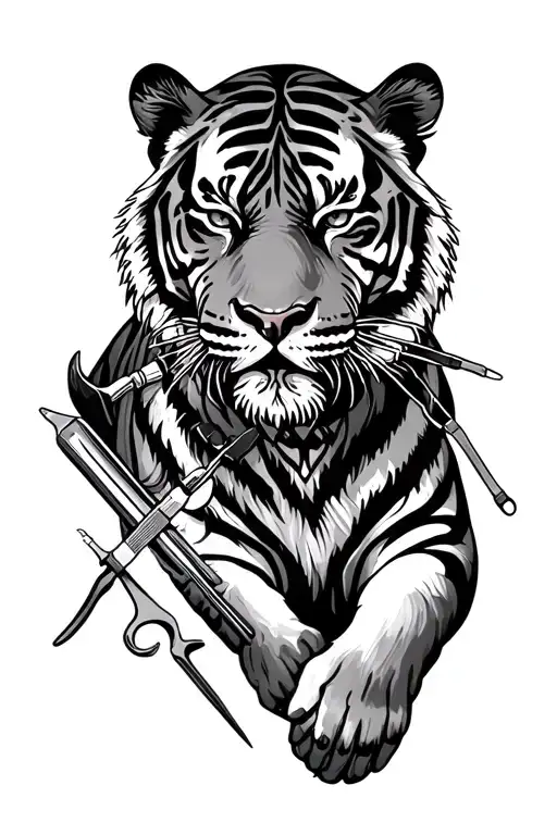 Tiger With Surgical Tools