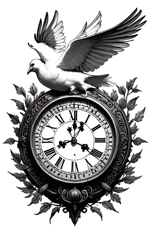 Dove And Roman Clock Surrounded