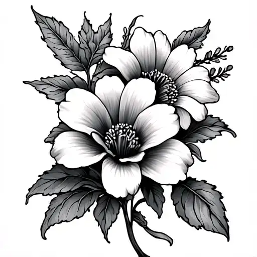 Shoulder Tattoo With 3 Octobers Birth Flower And One Of Aprils Birth Flower