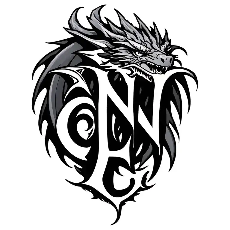 Tribal Bone Dragon Made Out Of The Letters E N V And E