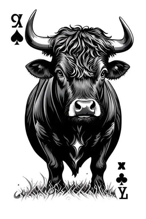 Poker Cards With An Angus Bull
