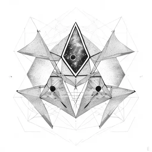 A Geometric Space-themed Triangle Design With Gemini Constellation