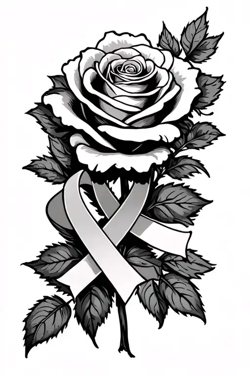 Rose With 3 Cancer Ribbons Spread Across