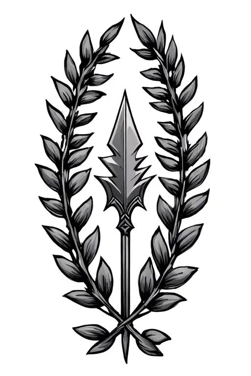 Laurel Wreath With An Arrowhead In The Center Surrounded