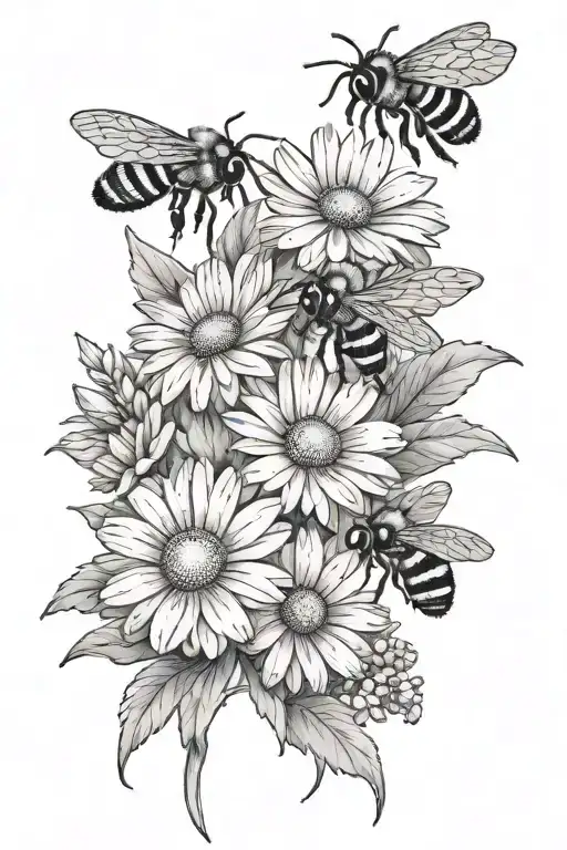 Daisy Bouquet With Bees