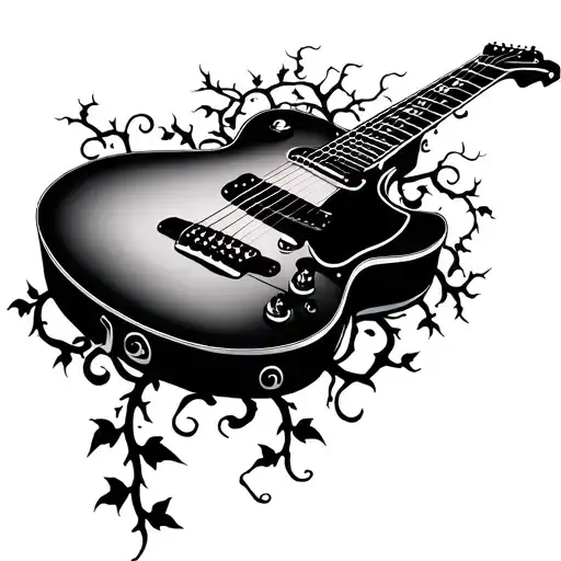 Guitar With Vine Growing Out Of It