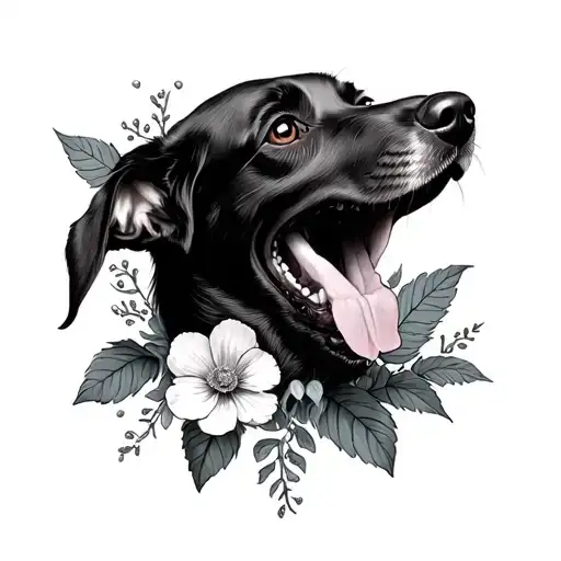 Dog Underbite Into Flowers